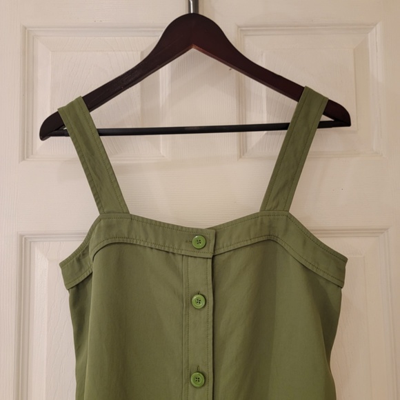 Everlane Japanese GoWeave Picnic Apron Dress Size 2 Green Drapey Lightweight - Picture 4 of 11